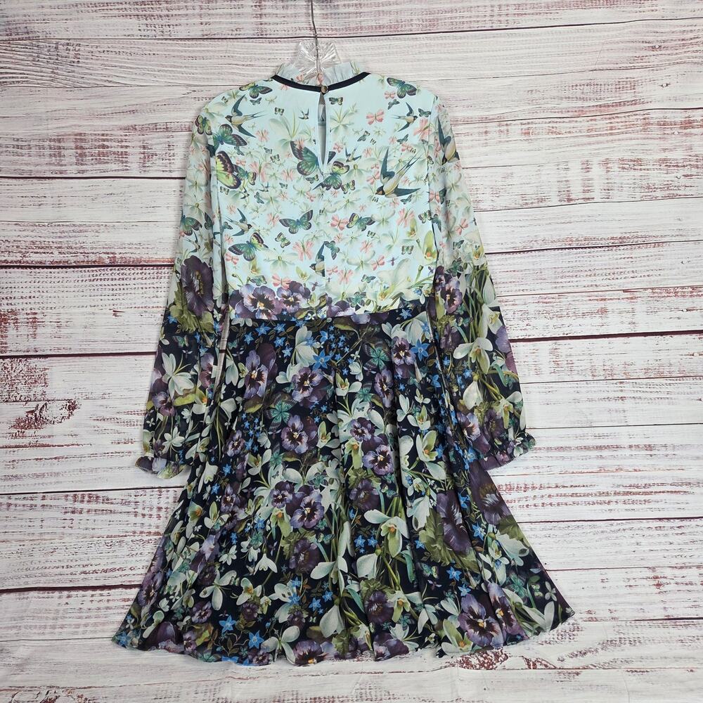 Ted Baker Meelia Floral Butterfly Dress 4 Chiffon Entangled Enchantment Ethereal - Picture 6 of 16